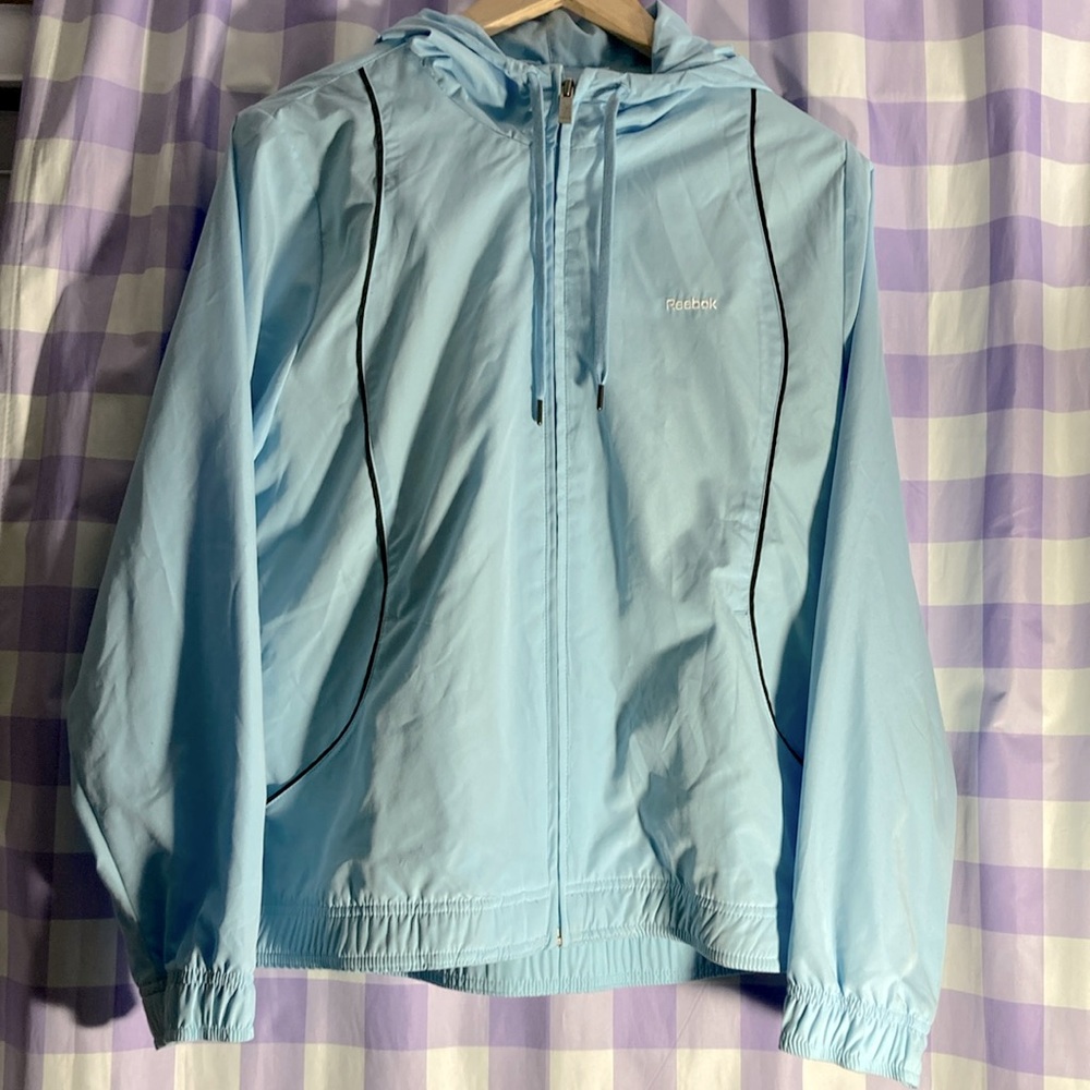 Light Blue Reebok Womens Windbreaker Large
